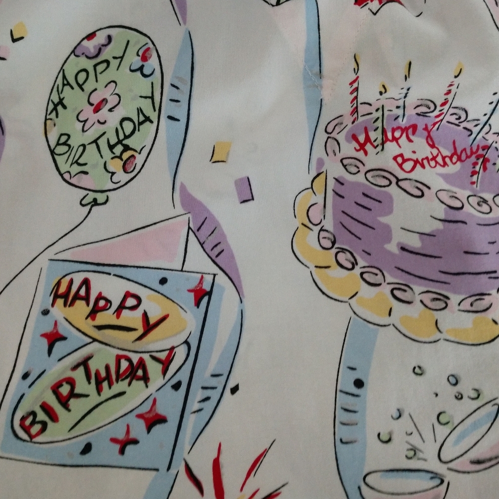 Vintage Nick and Nora EUC Happy Birthday 100%Cotton Pajama Set L - Picture 4 of 6